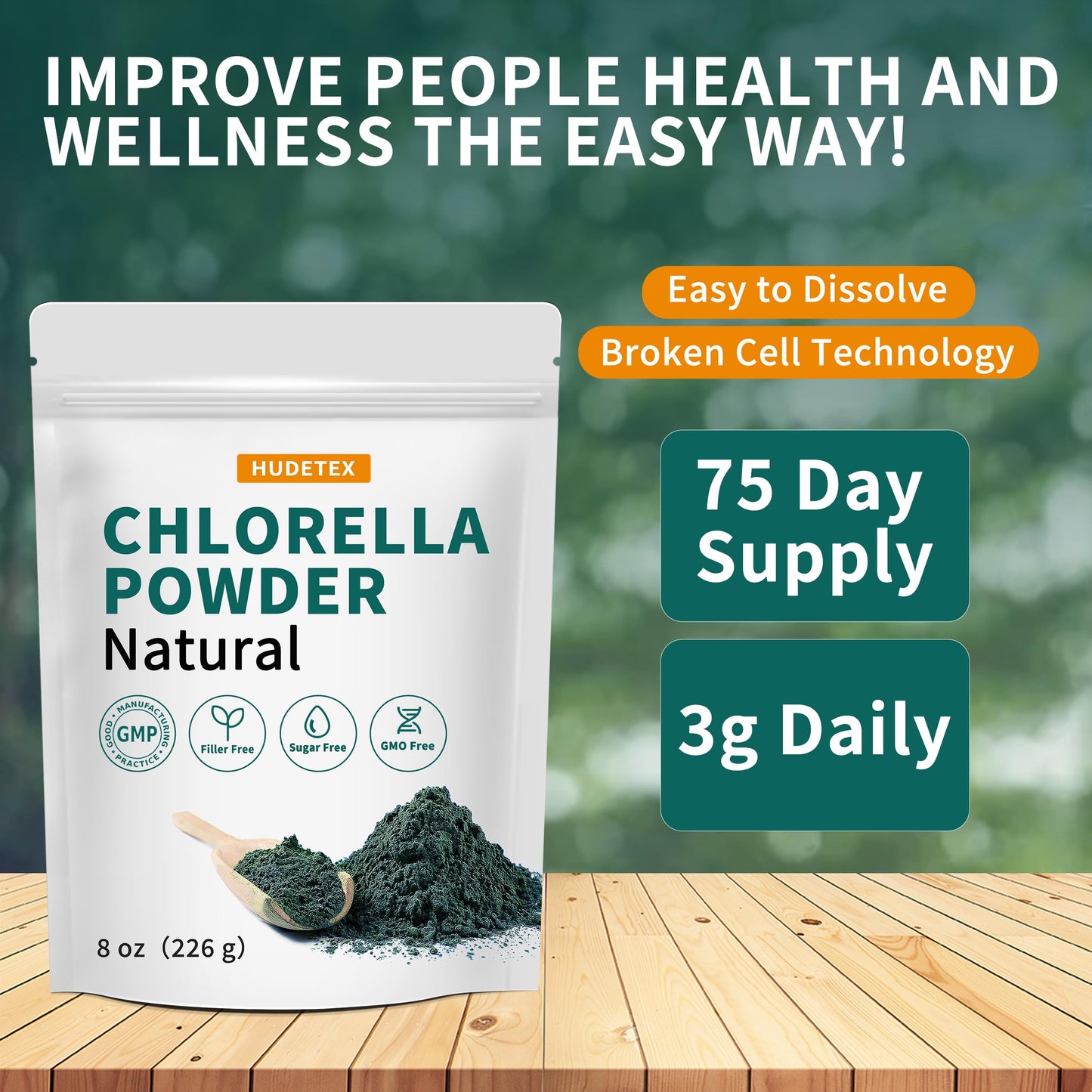 Chlorella Powder Natural – Immune & Liver Support, Vegan Protein, 8 oz