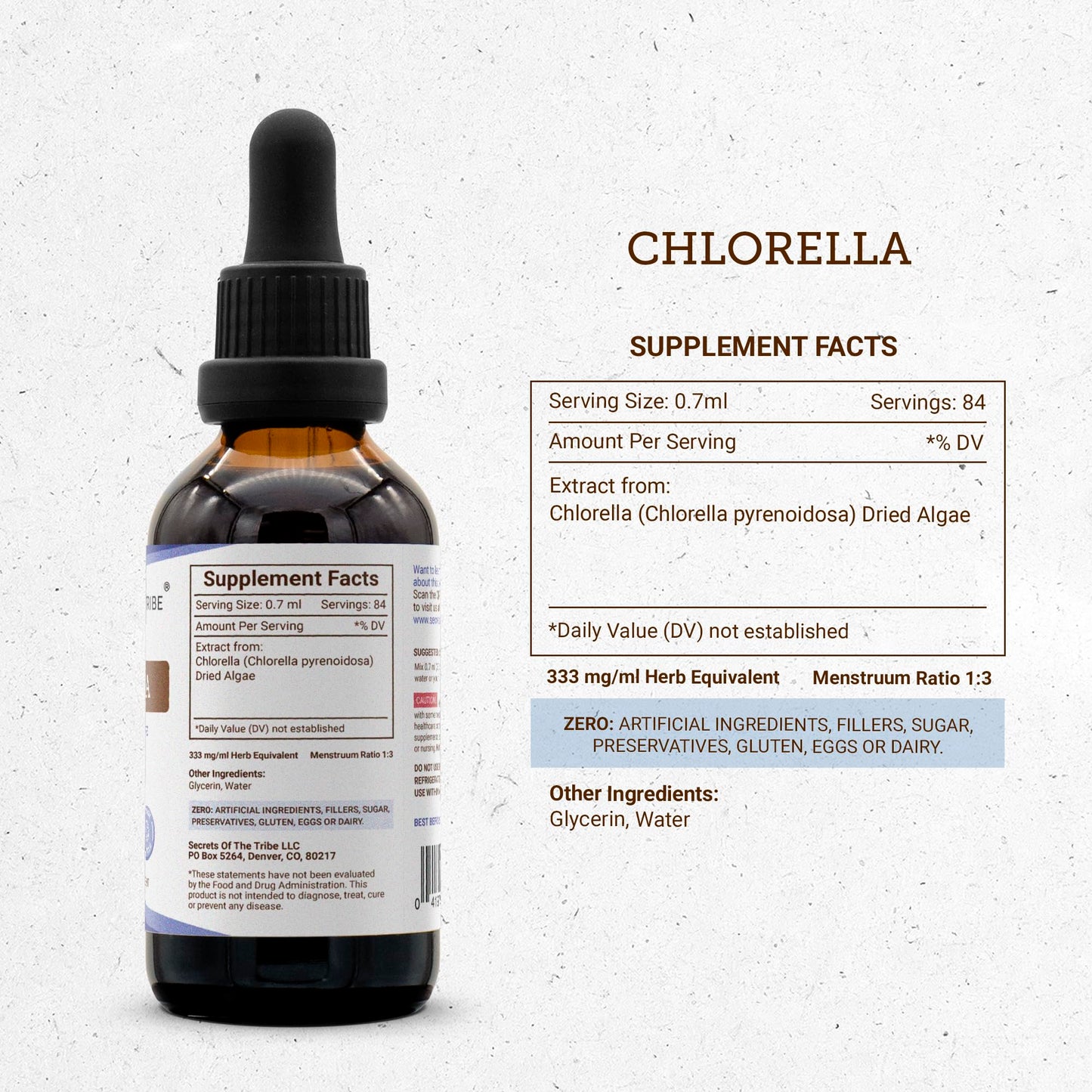 Secrets of the Tribe Chlorella Tincture – Alcohol-Free Liquid Extract (2 FL OZ)