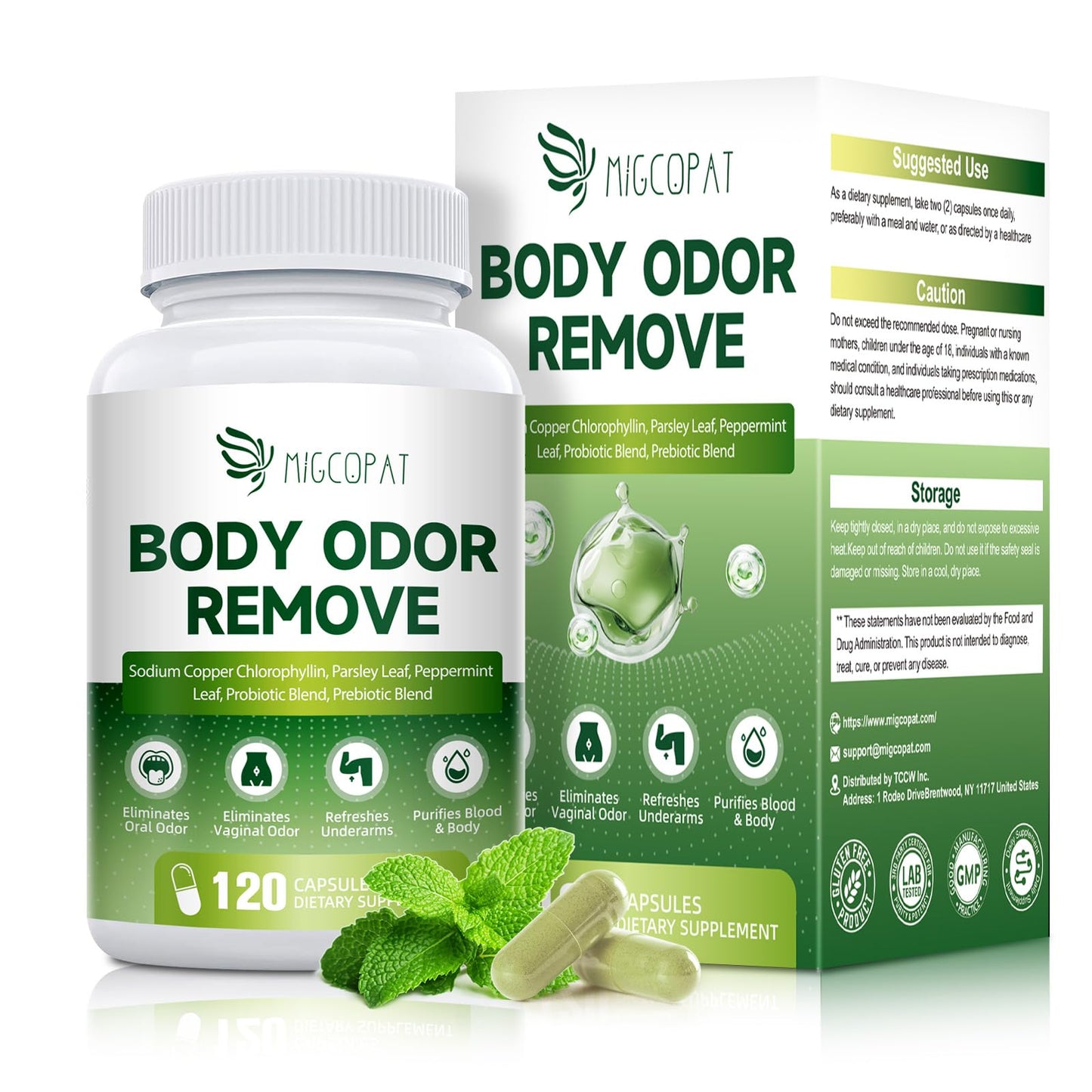 Chlorophyll Body Deodorizing Capsule - 10B CFU Probiotics, 120 Caps