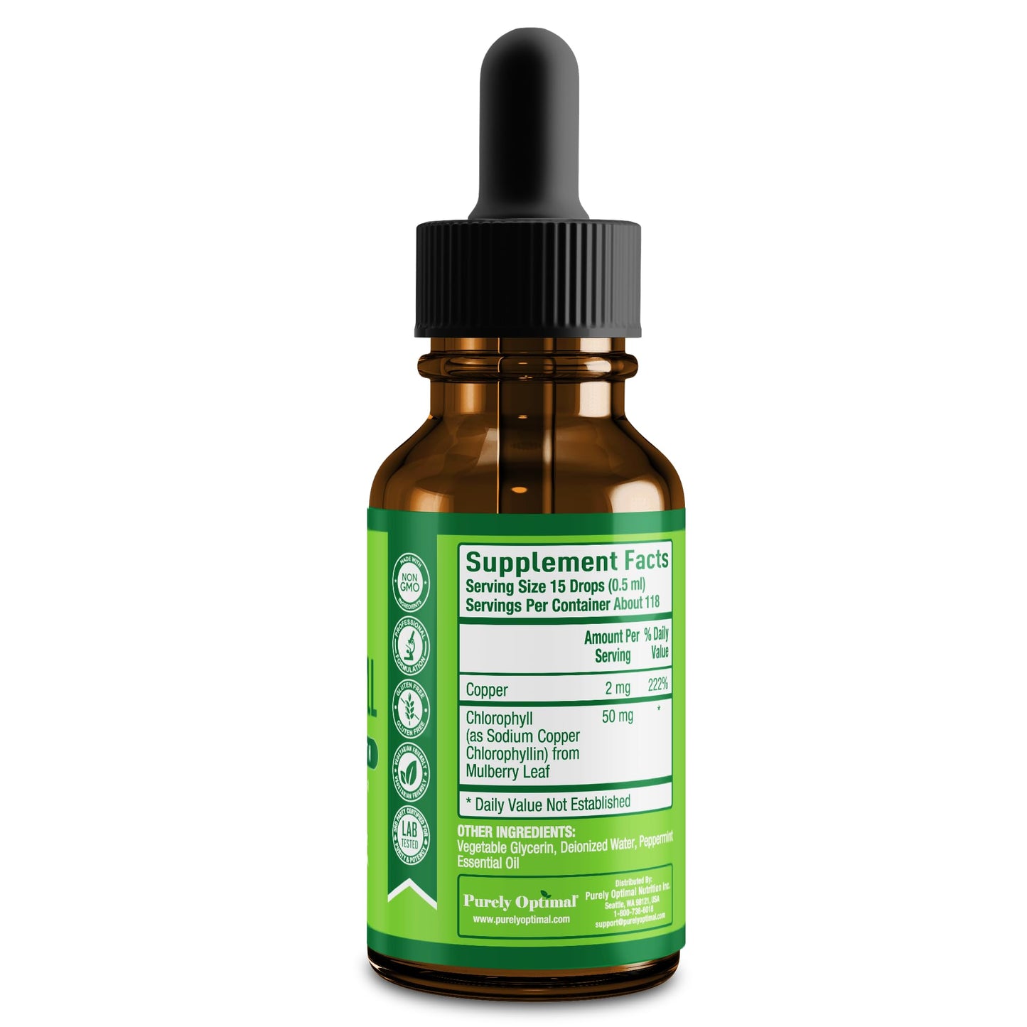 Premium Chlorophyll Liquid Drops - 118 Servings, 100% Natural & Gluten Free | Non-GMO, USA Made
