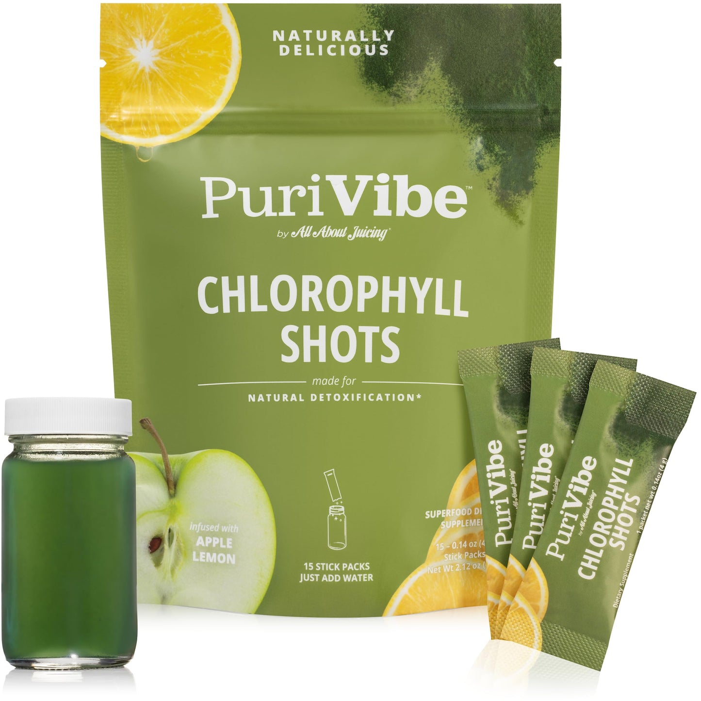 All About Juicing Chlorophyll Green Juice Shots - Clean Energy, Detox, Alkalize | PuriVibe