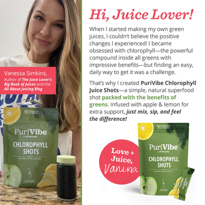 All About Juicing Chlorophyll Green Juice Shots - Clean Energy, Detox, Alkalize | PuriVibe