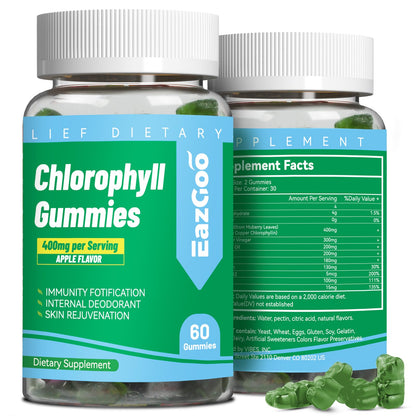Sugar Free Chlorophyll Gummies with Vitamin B12 & Zinc – Detox, Immune & Digestion Support (60 Count) | Women
