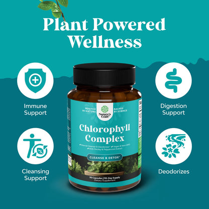Chlorophyll Capsules for Body Odor & Detox | Mint & Parsley | Vegan Non-GMO Gluten Free (90ct)