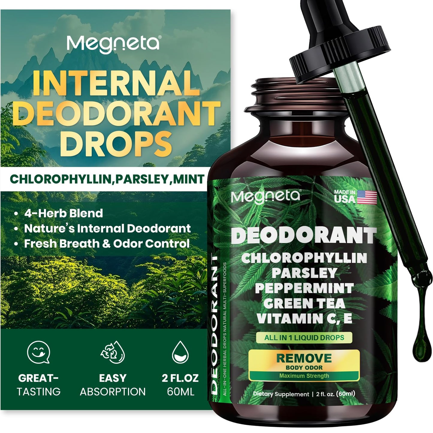 Chlorophyll Liquid Drops – Natural Body Deodorant (2 oz)