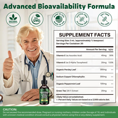 Chlorophyll Liquid Drops – Natural Body Deodorant (2 oz)