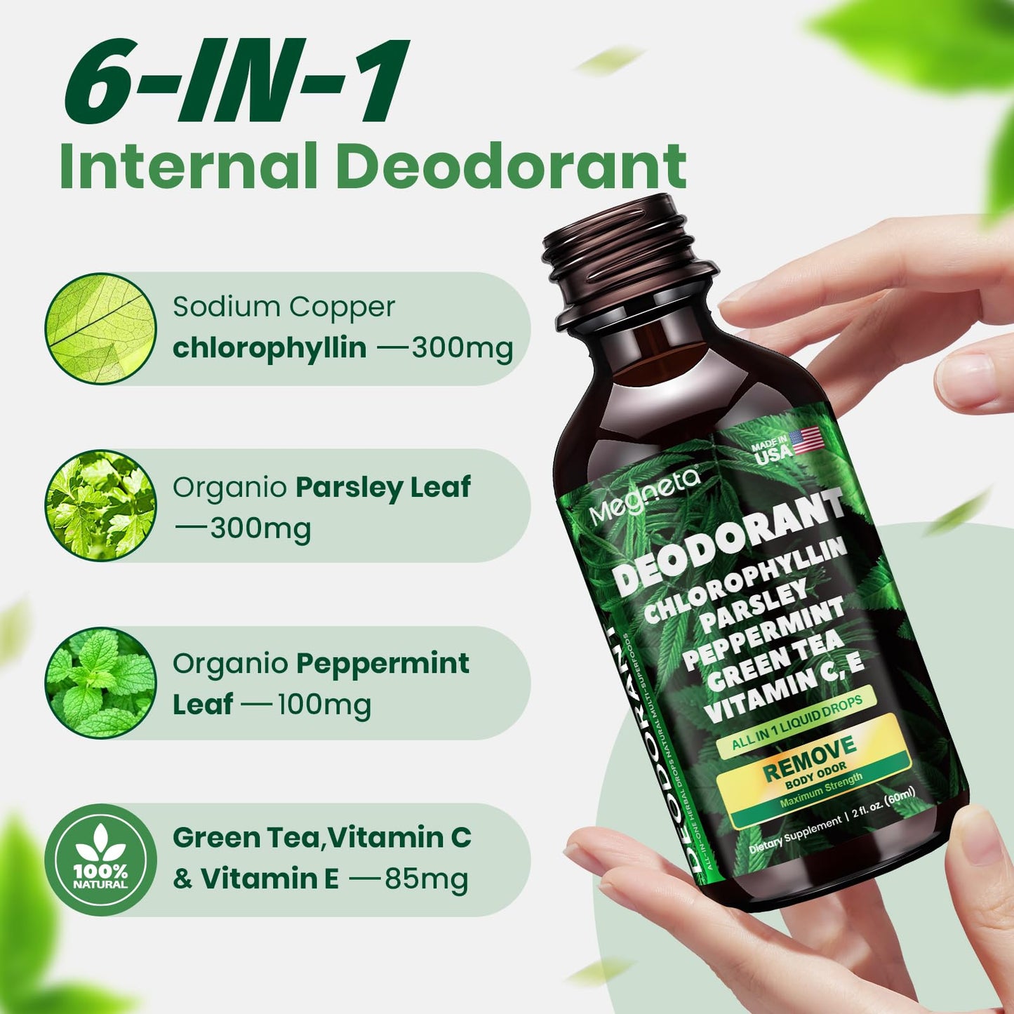 Chlorophyll Liquid Drops – Natural Body Deodorant (2 oz)