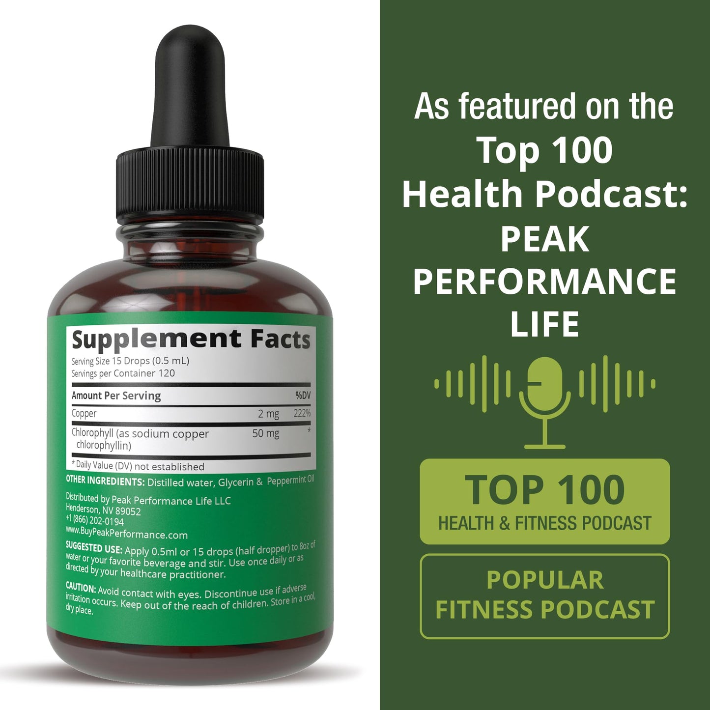 Chlorophyll Liquid Drops – Ultra High Purity, Alcohol Free, Non-GMO, Gluten Free | Immune & Digestive Support