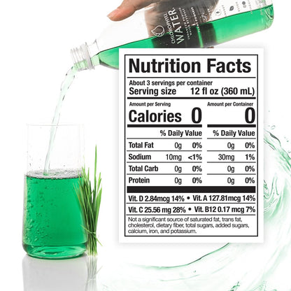 Chlorophyll Water – 1L Bottle (6-Pack) | Alkaline Detox with Vitamins A, B12, C, D
