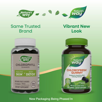 Nature’s Way Chlorofresh Chlorophyll Gummies – Orchard Fruit Flavor, 60 Gummies