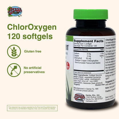 Herbs Etc. ChlorOxygen Chlorophyll Concentrate - 120 Softgels | Blood Health & Energy
