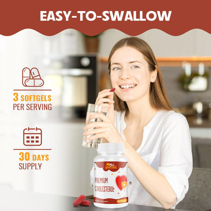 Cholesterol Supplements with Plant Sterols, Niacin, Red Yeast Rice & Citrus Bergamot - 180 Softgels