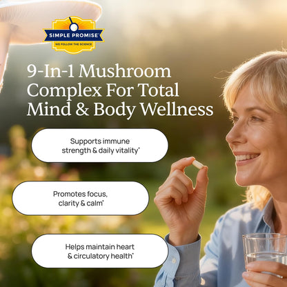 Cholibrium 9-in-1 Mushroom Complex Capsules – Immune Support, Focus & Heart Health