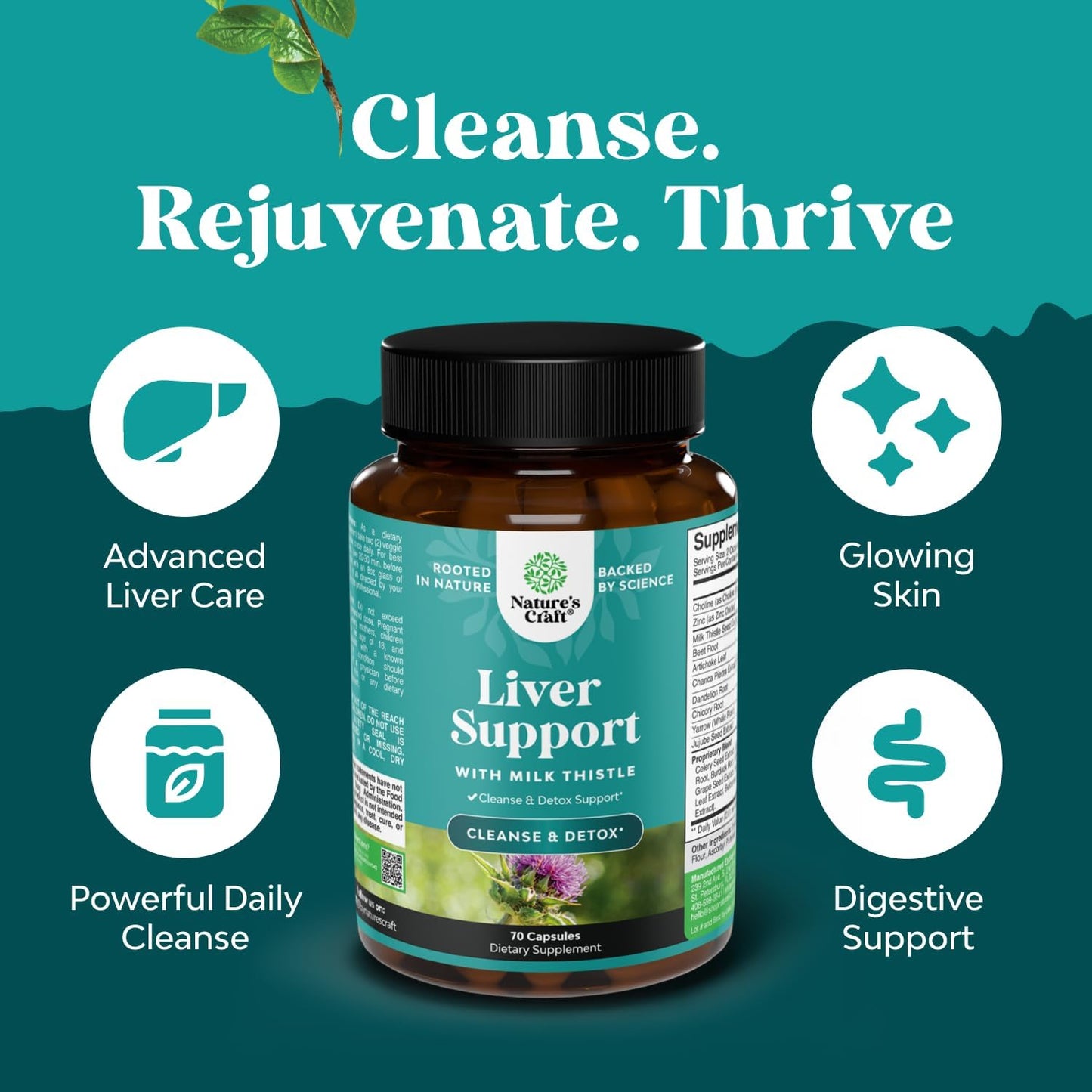 Liver Cleanse Detox & Repair - Milk Thistle Liver Support (70 Count)