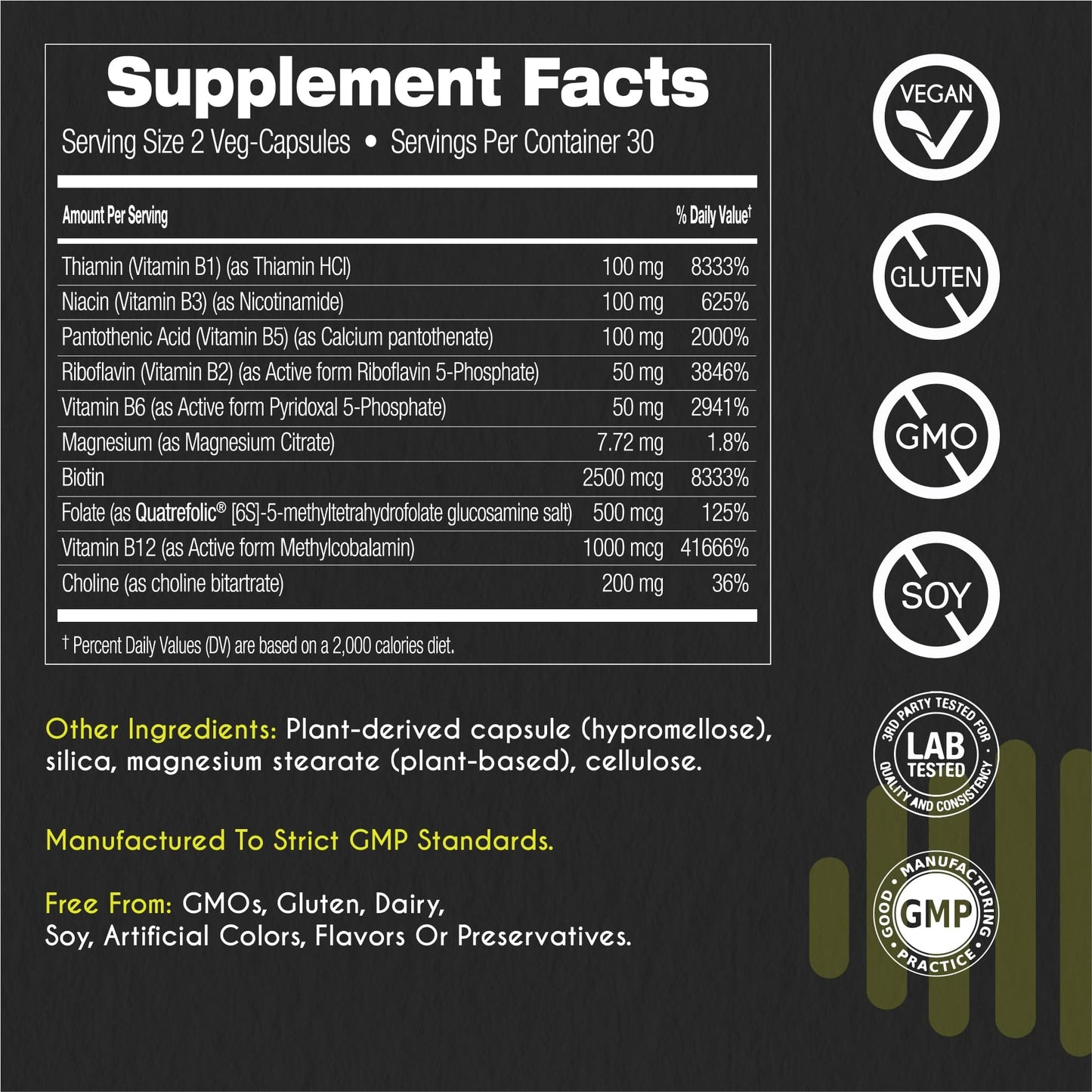 myBrainCo Active-B Complex – High-Strength Activated B Vitamins with B2, B6, B12 & 5-MTHF | Energy, Brain & Nervous System Support | 60 Vege-Capsules