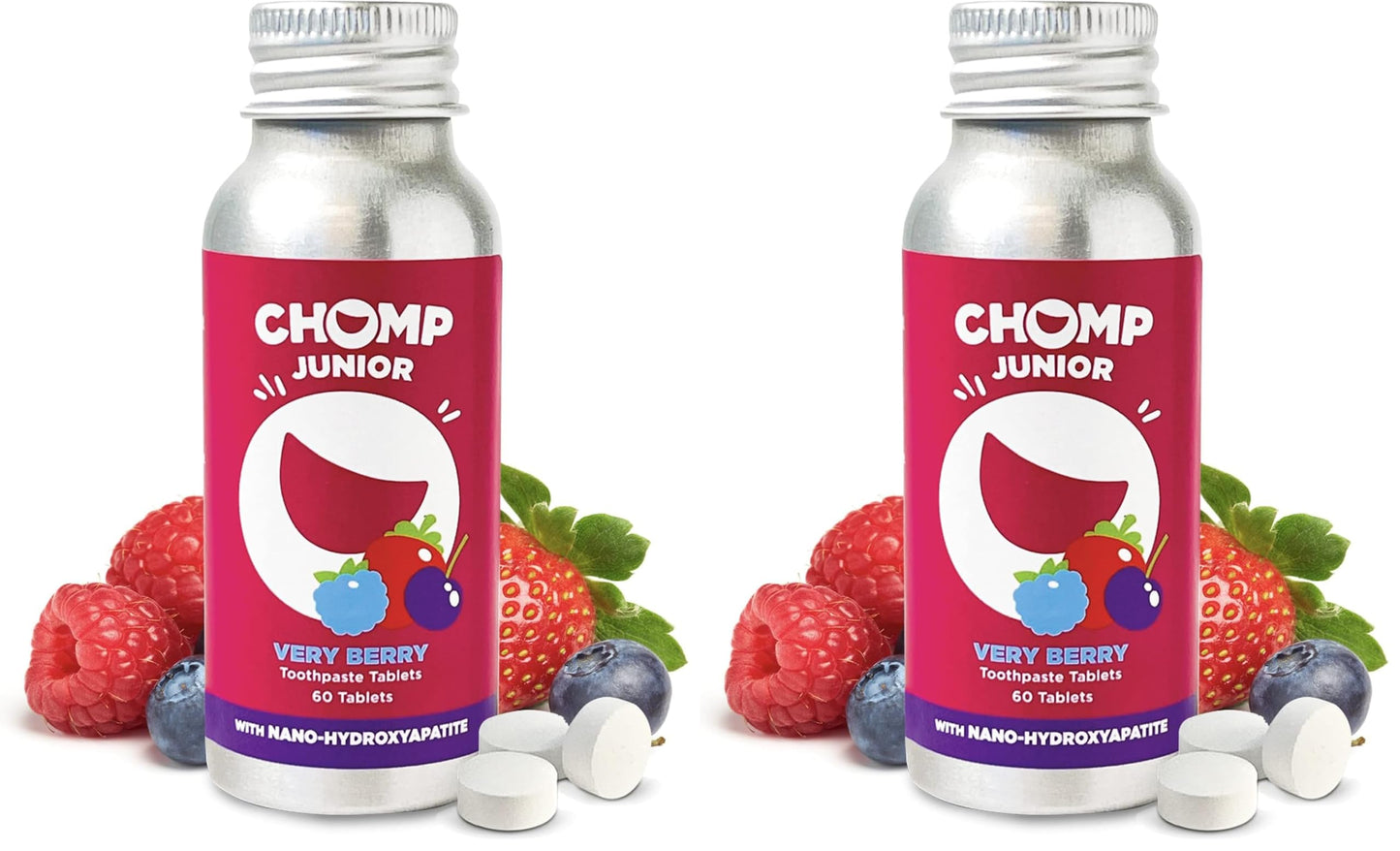 Chomp Junior Very Berry Toothpaste Tablets – Nano Hydroxyapatite (Pack of 2)