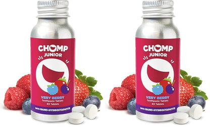 Chomp Junior Very Berry Toothpaste Tablets – Nano Hydroxyapatite (Pack of 2)