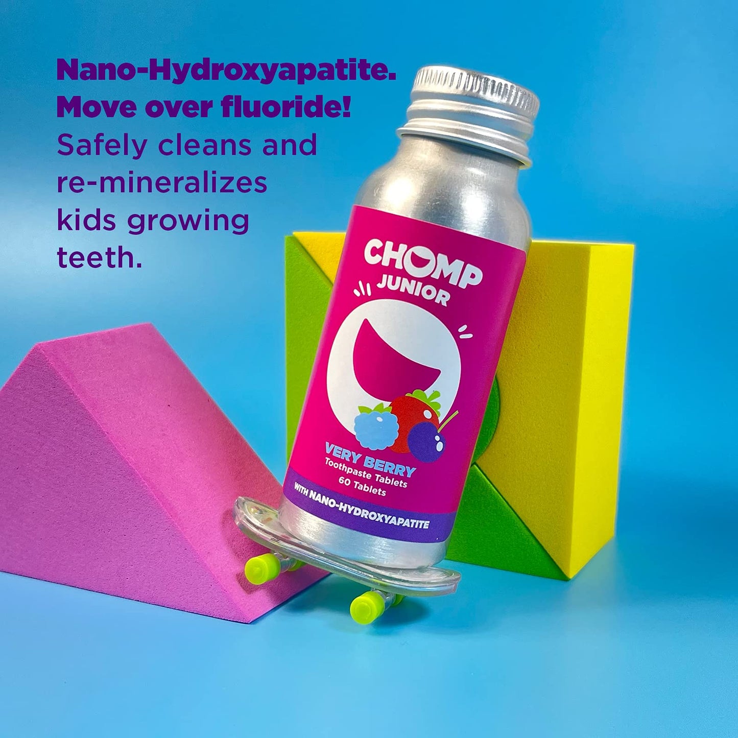 Chomp Junior Very Berry Toothpaste Tablets – Nano Hydroxyapatite (Pack of 2)