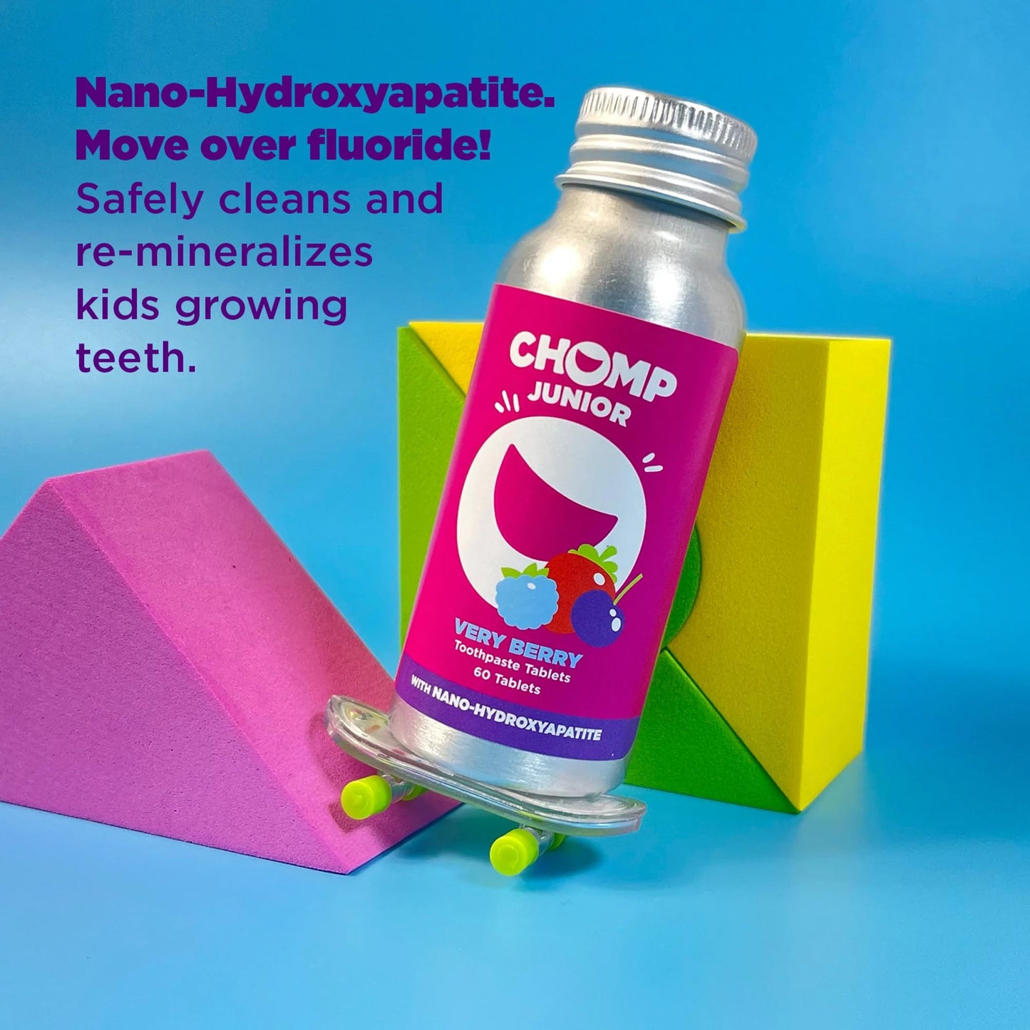 Chomp Junior Very Berry Toothpaste Tablets – Nano Hydroxyapatite Refill Pack (2)