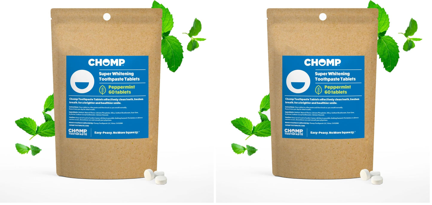 Chomp Peppermint Toothpaste Tablets Refill (Pack of 2) - 60 Tablets