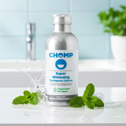 Chomp Super Whitening Toothpaste Tablets with Nano Hydroxyapatite | Fluoride Free