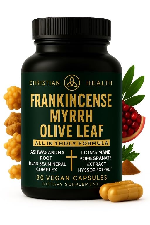 Christian Health Frankincense & Myrrh Olive Leaf Capsules – Vegan, GMP-Certified