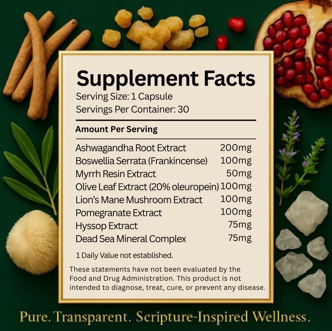 Christian Health Frankincense & Myrrh Olive Leaf Capsules – Vegan, GMP-Certified