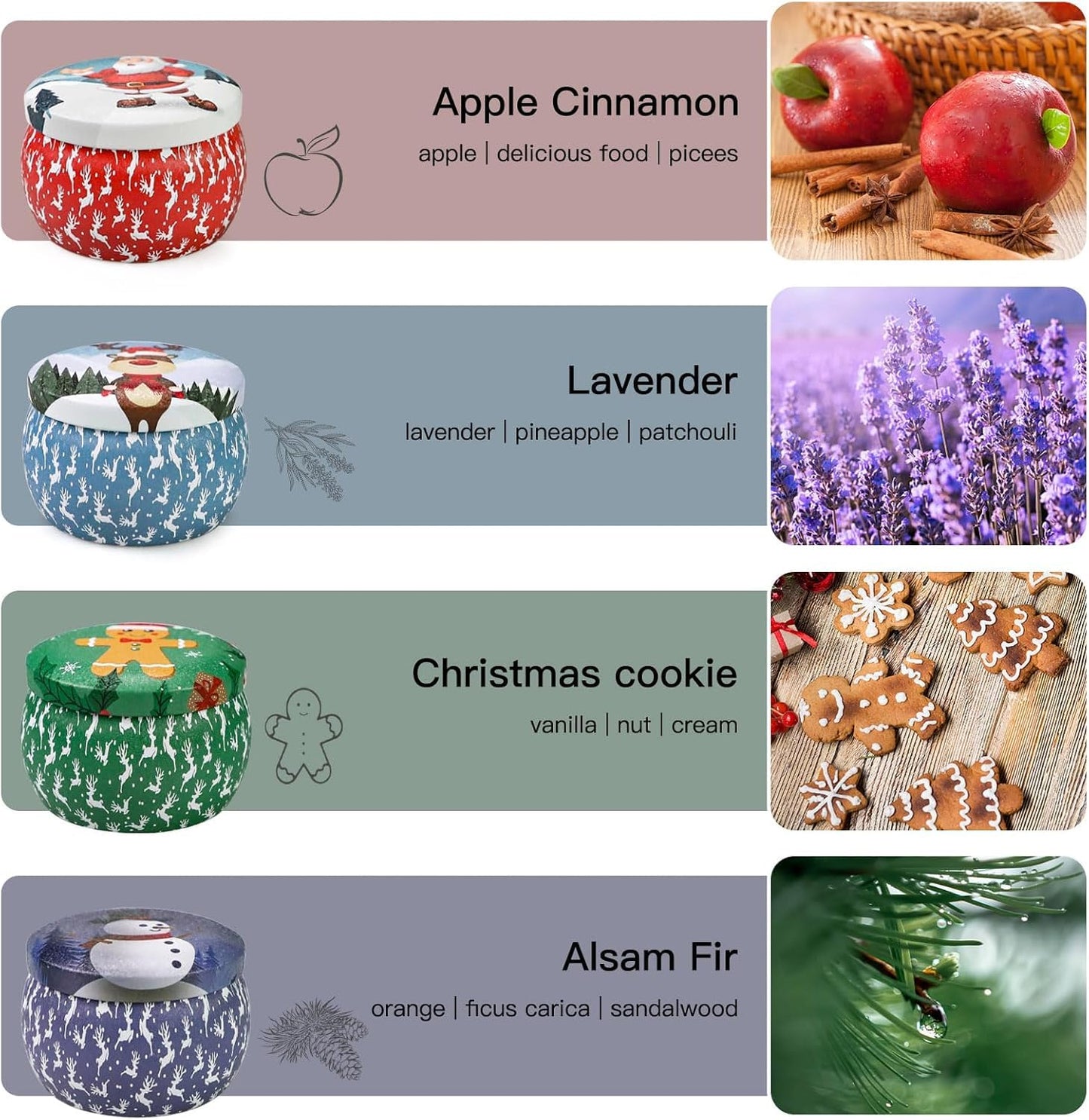 Christmas Candle Gift Set for Women - 4 Pack Soy Wax Aromatherapy Candles