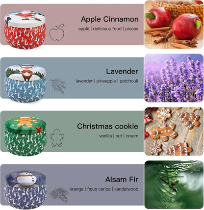 Christmas Candle Gift Set for Women - 4 Pack Soy Wax Aromatherapy Candles