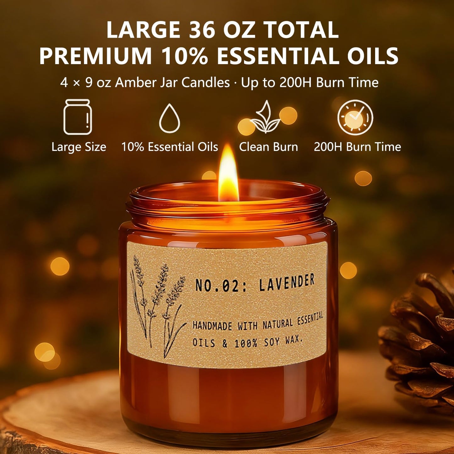 Christmas Candle Gifts for Women – 36 oz Scented Soy Candle Gift Set (4-Pack)