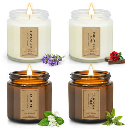 Christmas Candle Gift Set – 4-Pack Scented Soy Candles (Lavender, Jasmine, Sandalwood & Sage)