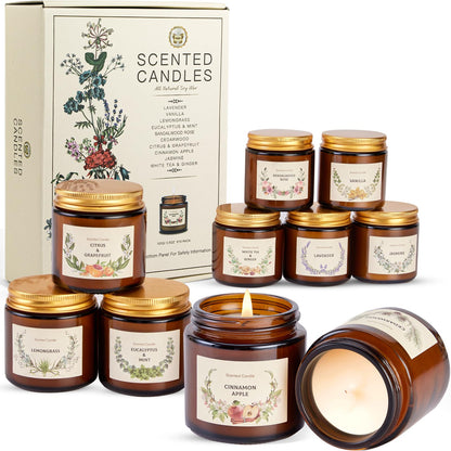 Christmas Candle Gift Set for Women – 10 Premium Soy Candles