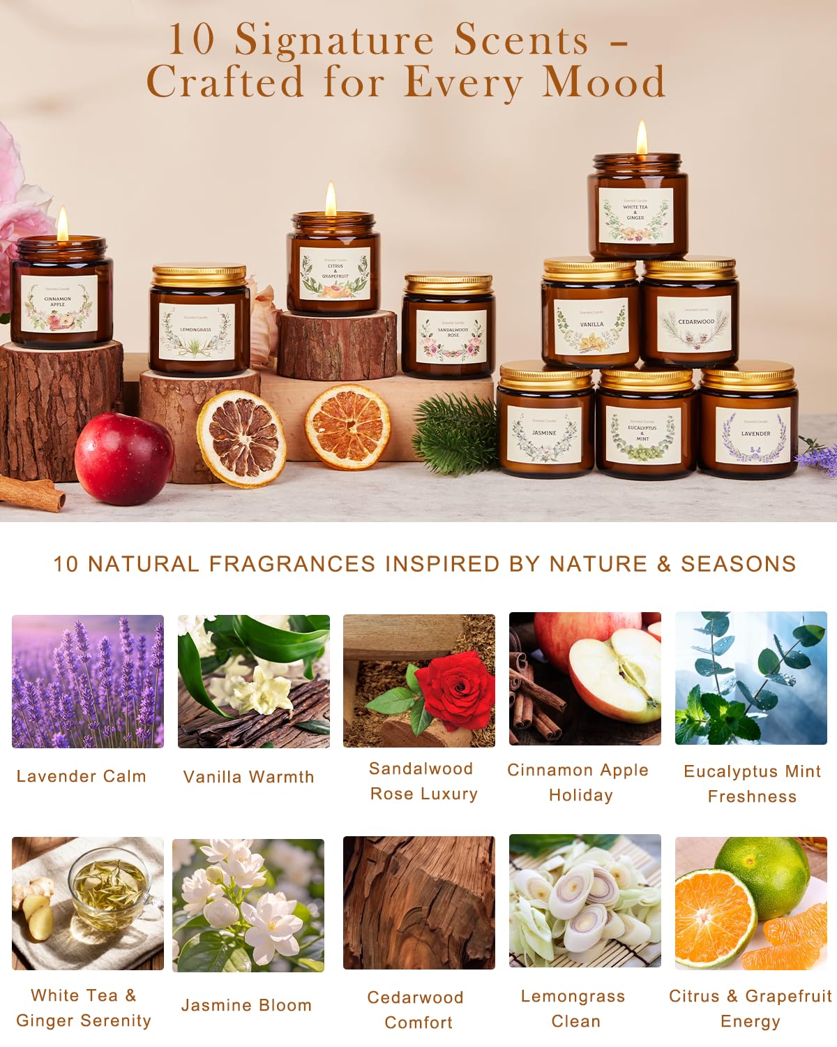 Christmas Candle Gift Set for Women – 10 Premium Soy Candles
