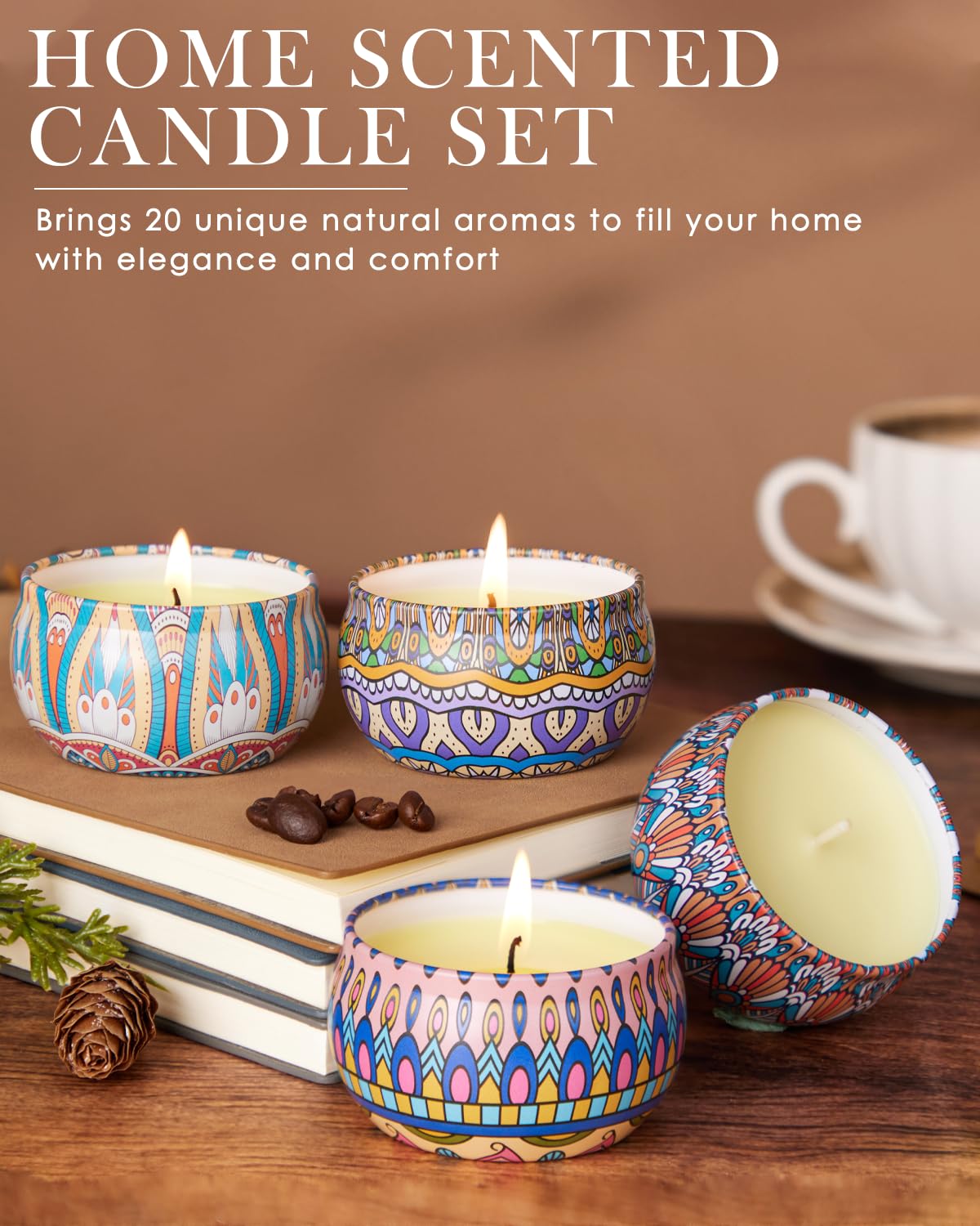 Christmas Candle Gift Set for Women – 20 Pack Long-Lasting Scented Soy Candles | Aromatherapy & Gift Box