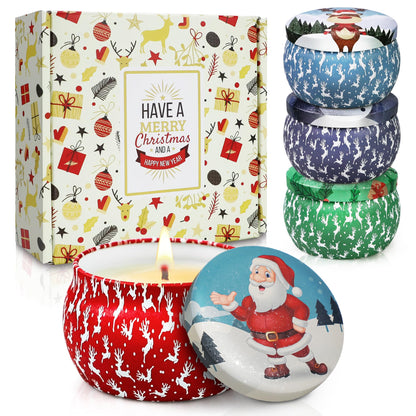 Christmas Candle Gift Set for Women - 4 Pack Soy Wax Aromatherapy Candles