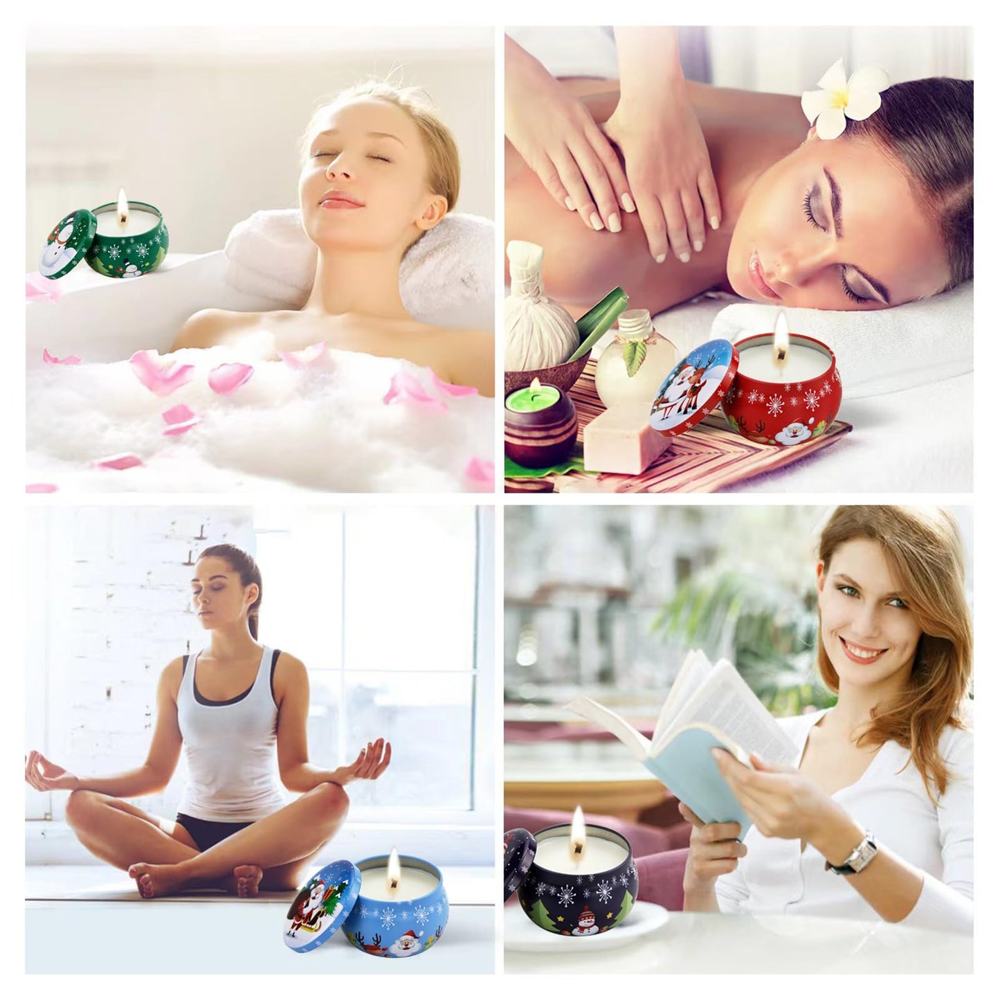 Christmas Scented Candles Gifts for Women 4 Pack – 4.4 oz Soy Aromatherapy Jar Candles