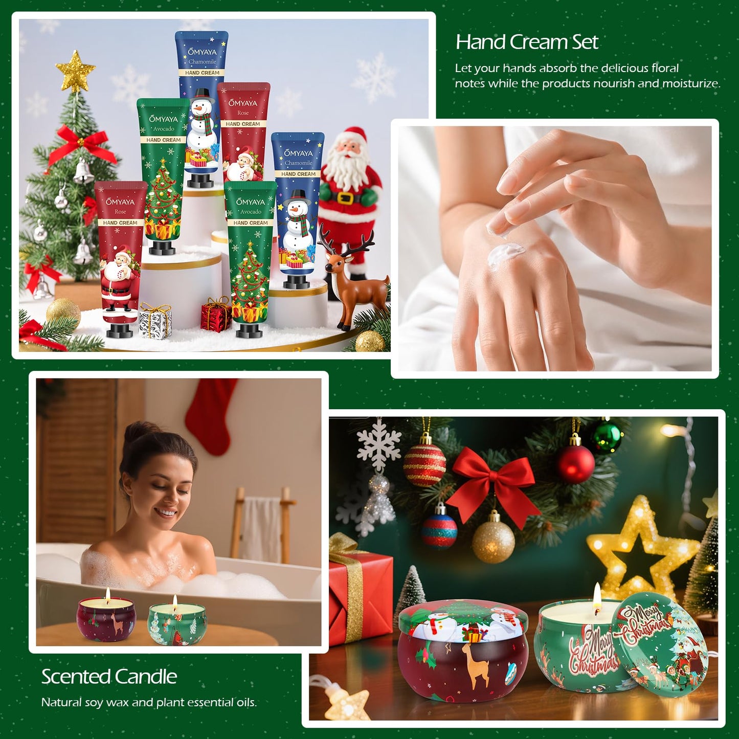 Christmas Gifts for Women: Scented Candles & Hand Cream Lotion Set | Bulk Christmas Gifts for Coworkers