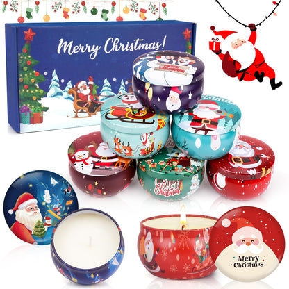 Christmas Candle Set 8 Pack - Scented Soy Wax Gift Set for Christmas, Stocking Stuffers