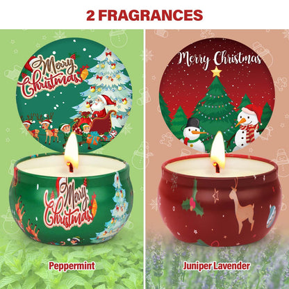 Christmas Candles Gift Set - 2-Pack 2.5oz Soy Wax Aromatherapy Candles for Women | Stress Relief & Holiday Gift