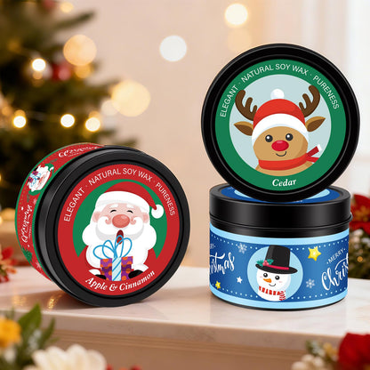 Christmas Candles Gift Set — 4 x 4.6oz Scented Soy Candles, Long-Lasting Aromatherapy