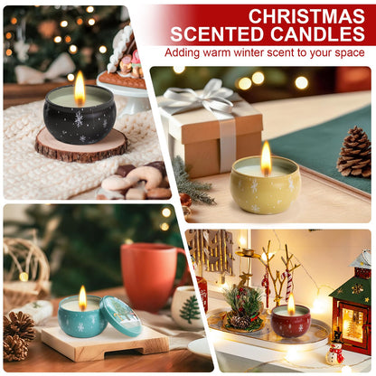 6 Pack Christmas Scented Candles - Natural Soy Wax, Long-Lasting Aromatherapy Gift Set
