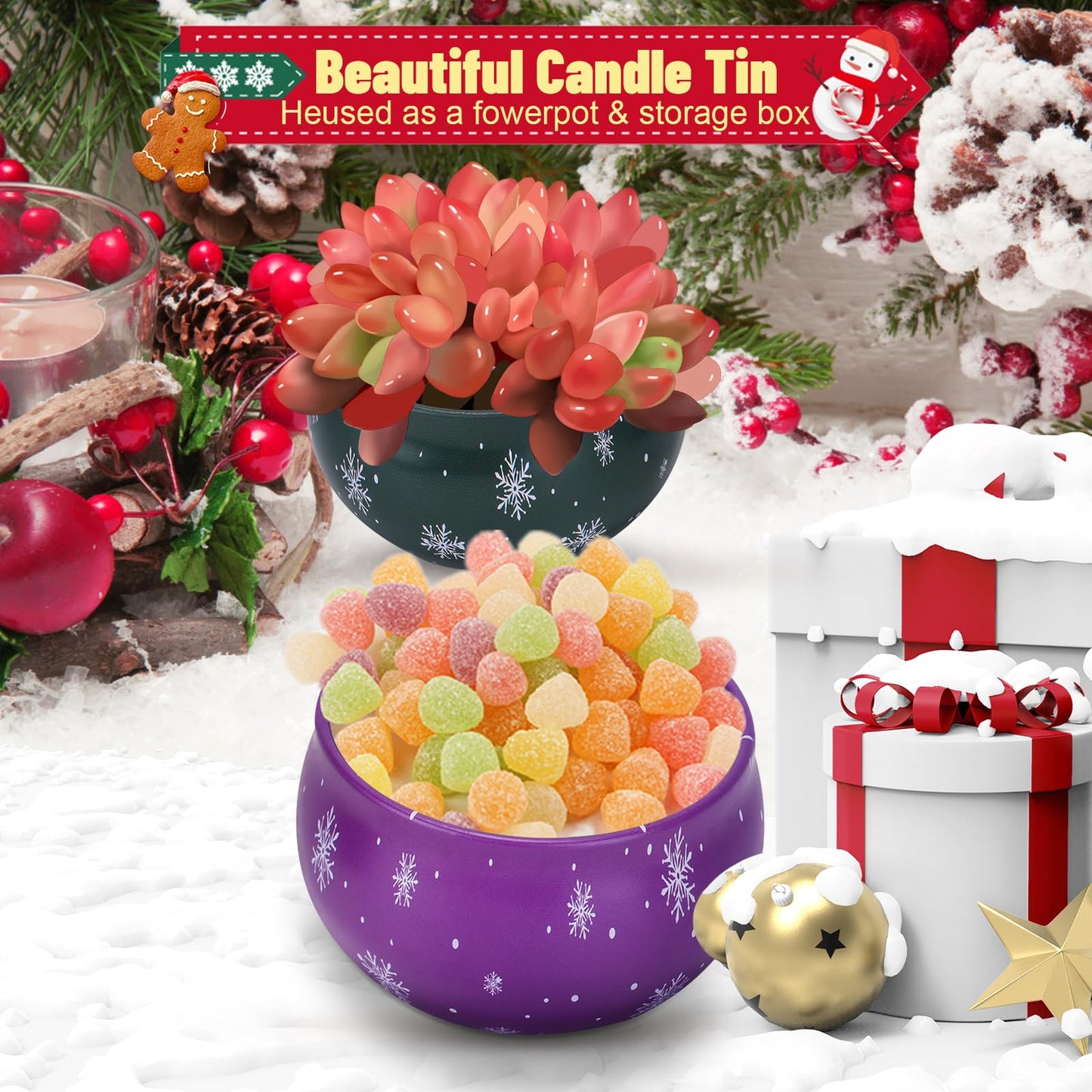 Christmas Candles Gift Set - 6 Pack, 3.5 oz Soy Candles for Home Scent & Relaxation | Gifts for Women