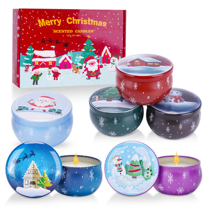 Christmas Candles Gift Set - 6 Pack, 3.5 oz Soy Candles for Home Scent & Relaxation | Gifts for Women