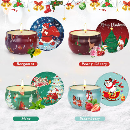 Christmas Candles Set - 4 Pack Scented Candles Gifts for Women