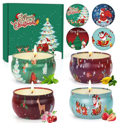 Christmas Candles Set - 4 Pack Scented Candles Gifts for Women