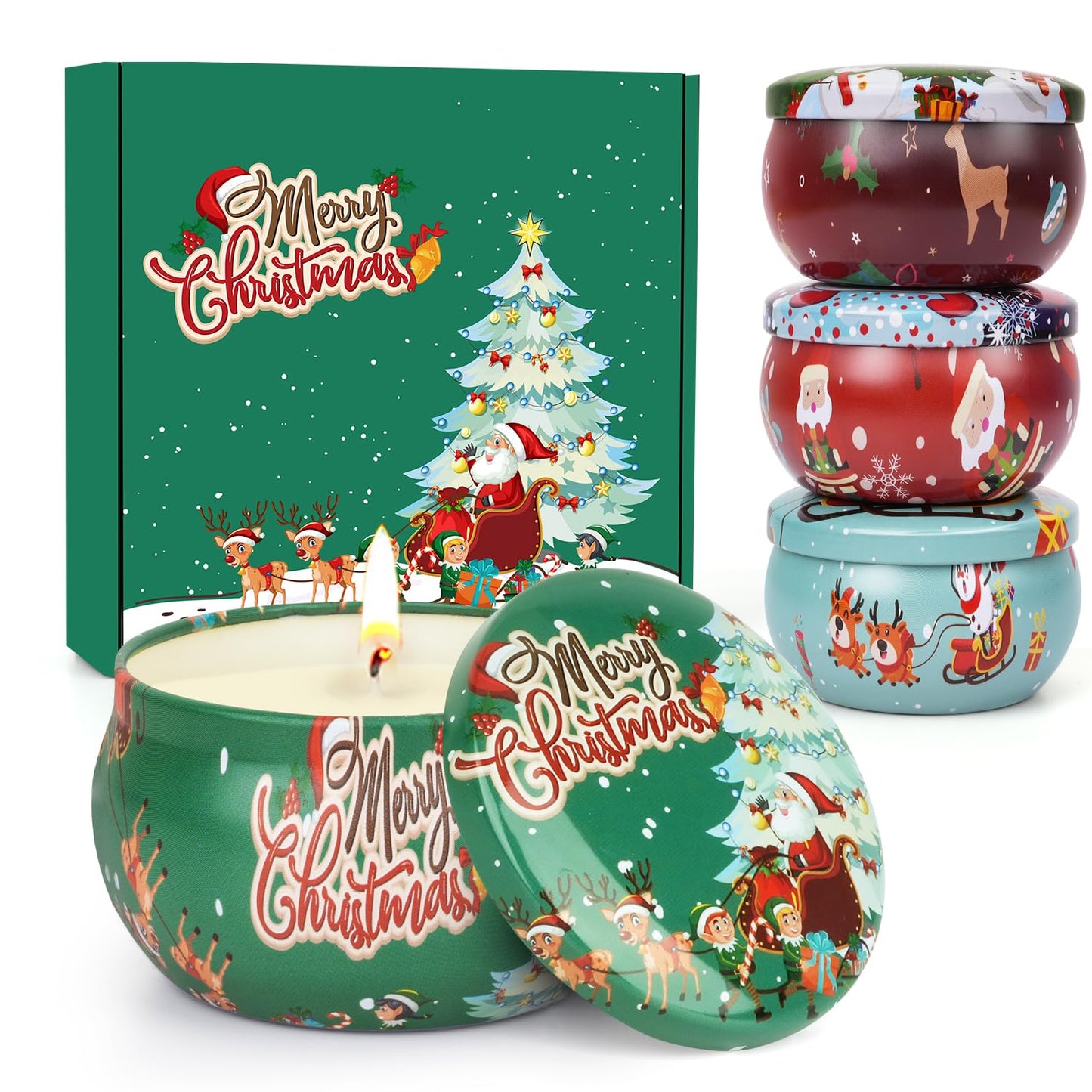 Christmas Candles Set - 4 Pack Scented Candles Gifts for Women