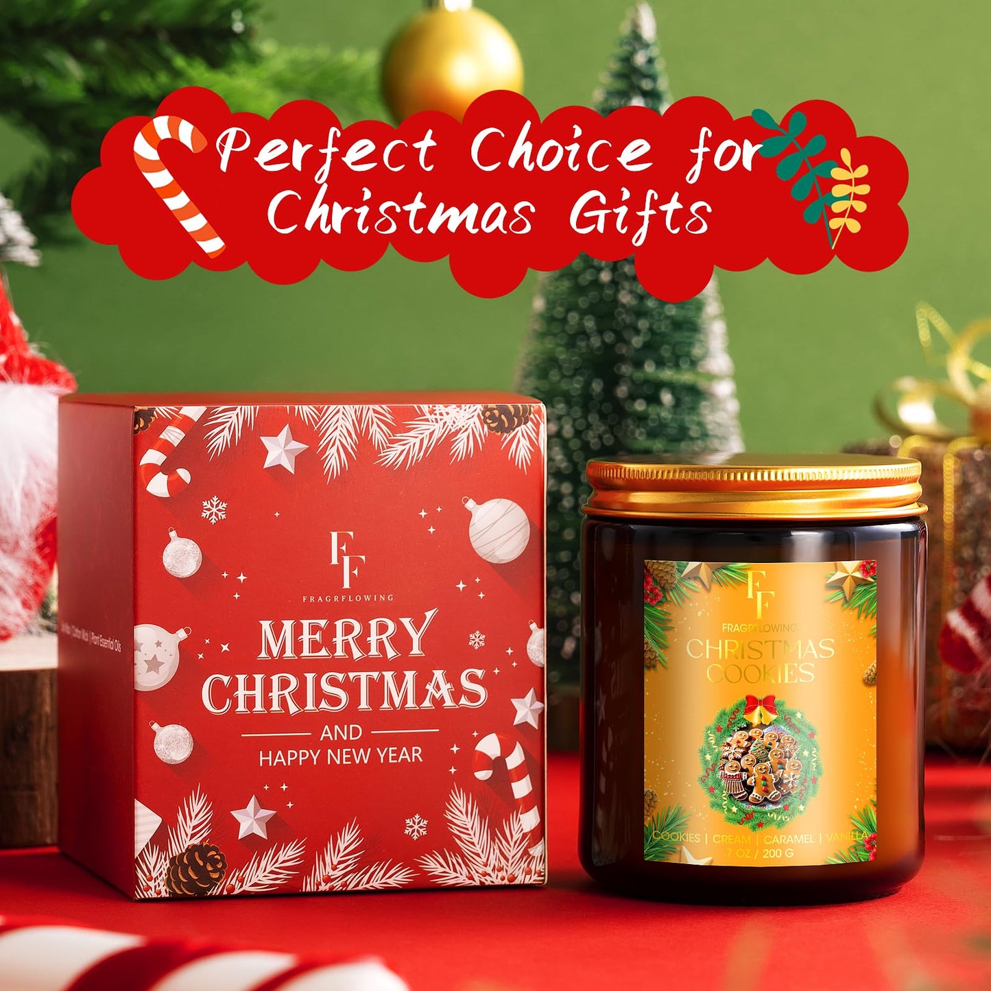 Christmas Cookie Scented Soy Candle – 7 oz Jar, Holiday Aromatherapy Gift for Home
