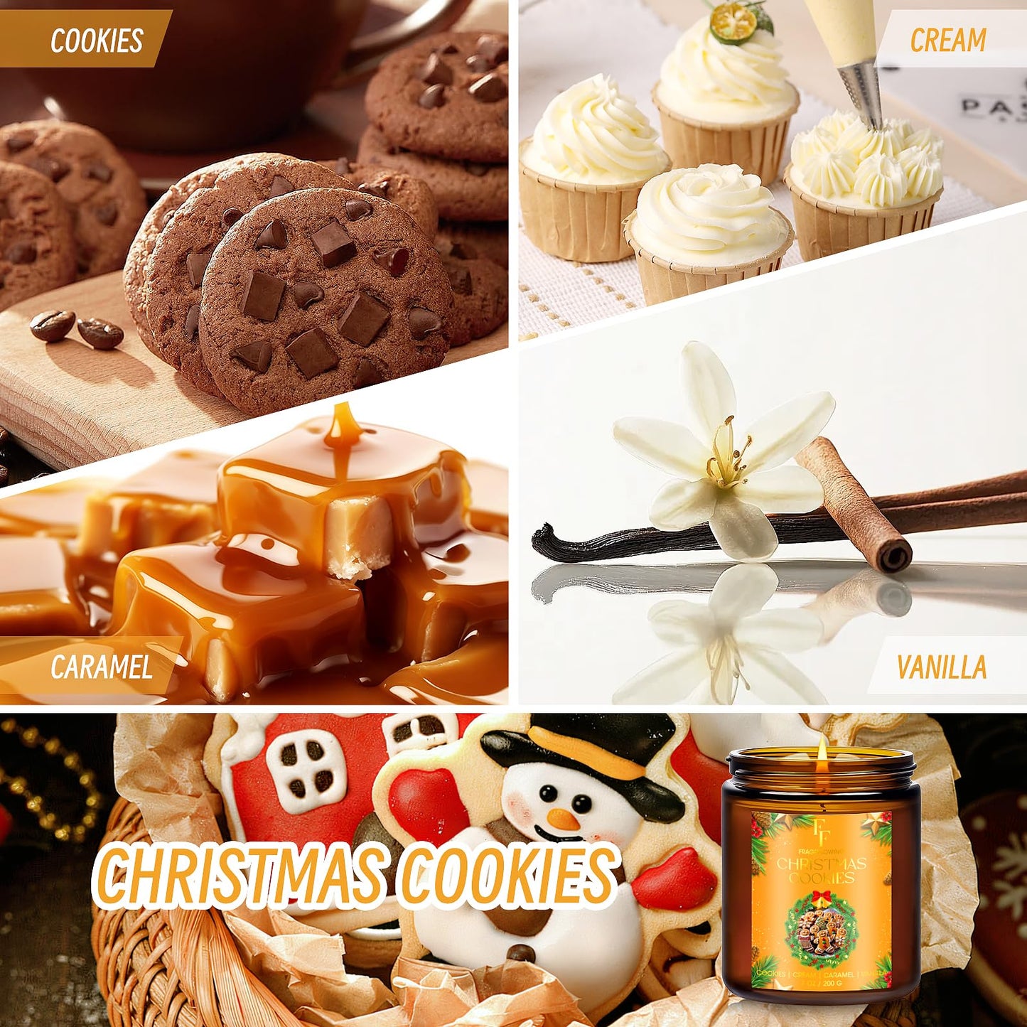 Christmas Cookie Scented Soy Candle – 7 oz Jar, Holiday Aromatherapy Gift for Home