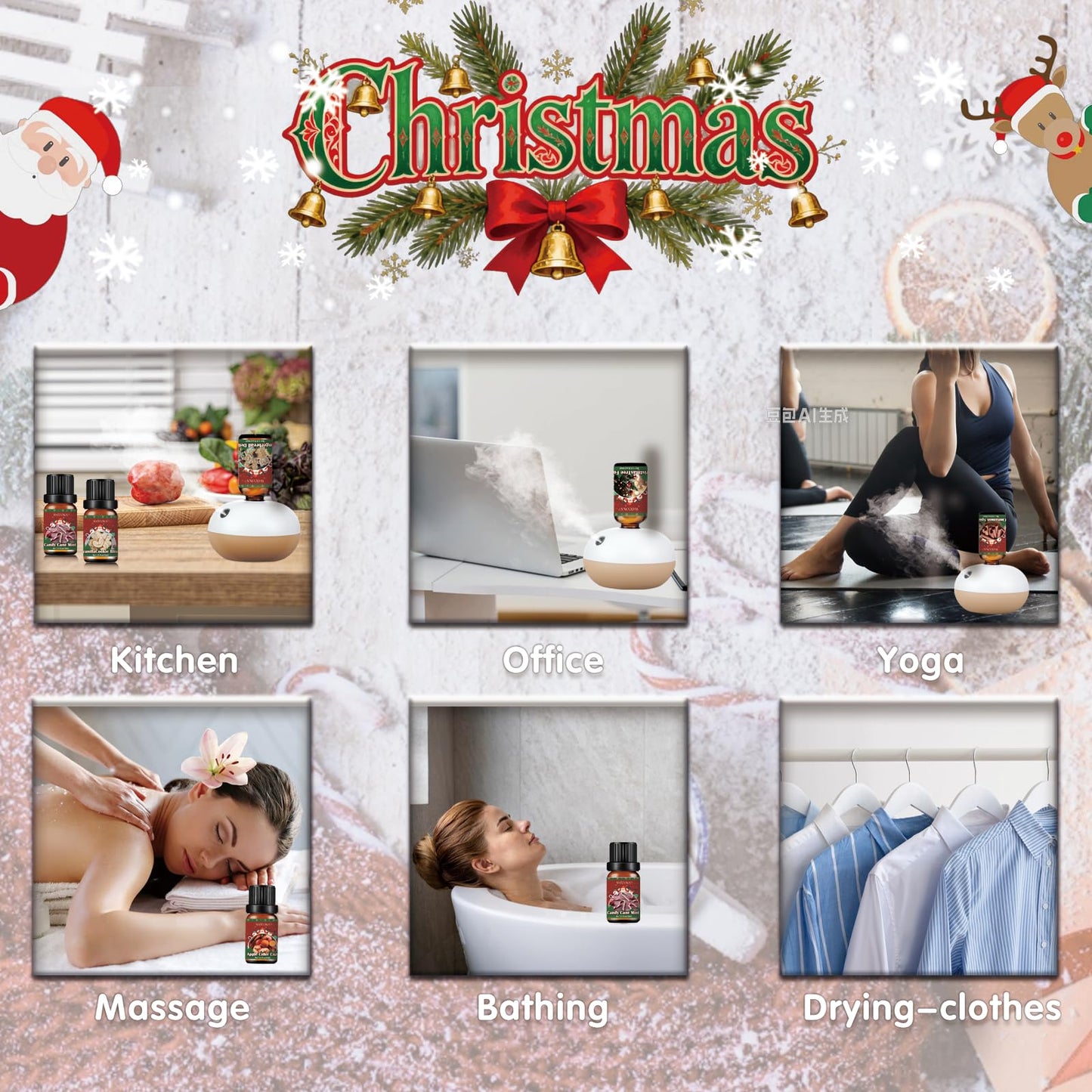 Christmas Essential Oils for Diffuser - 6 x 10ml Holiday Gift Set