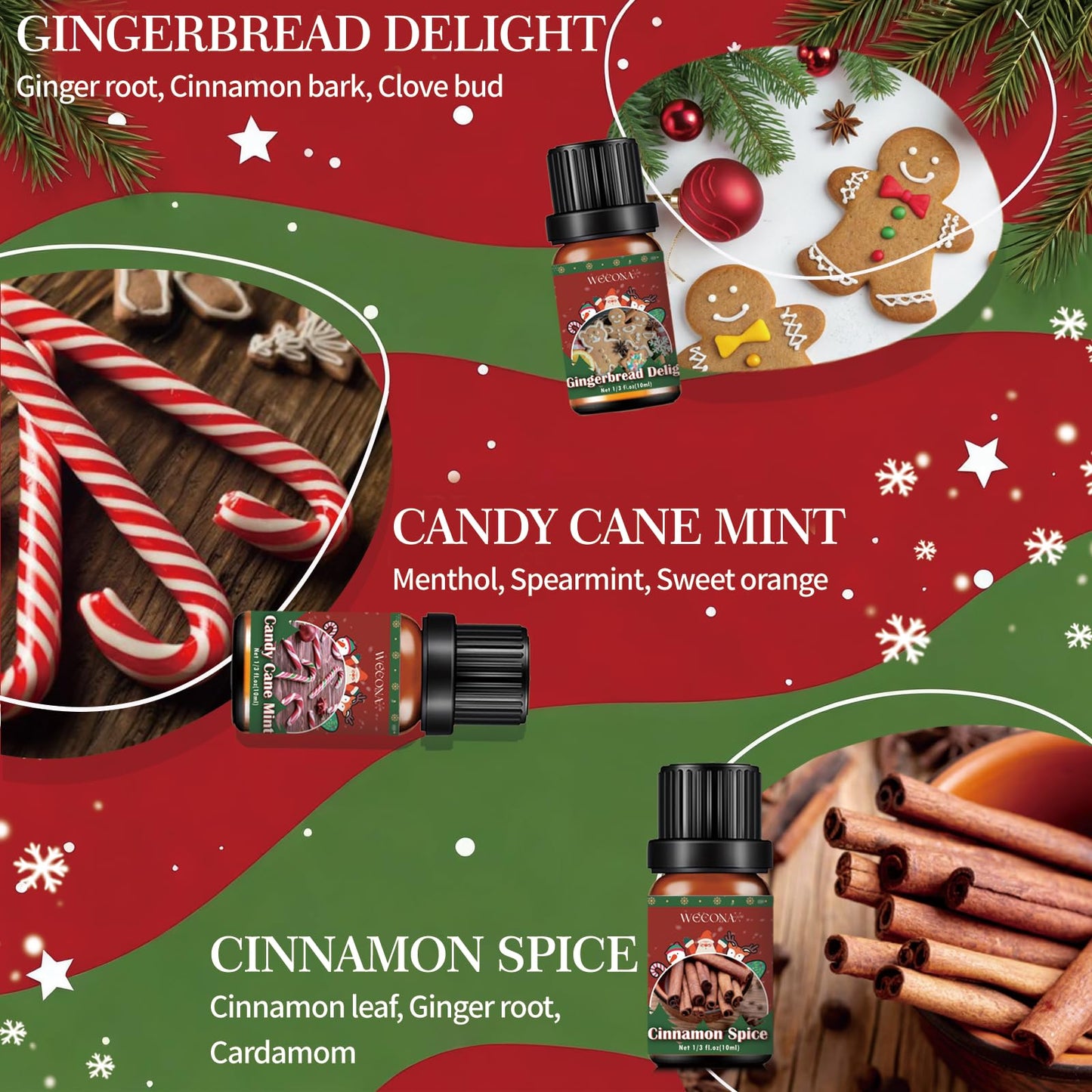 Christmas Essential Oils for Diffuser - 6 x 10ml Holiday Gift Set